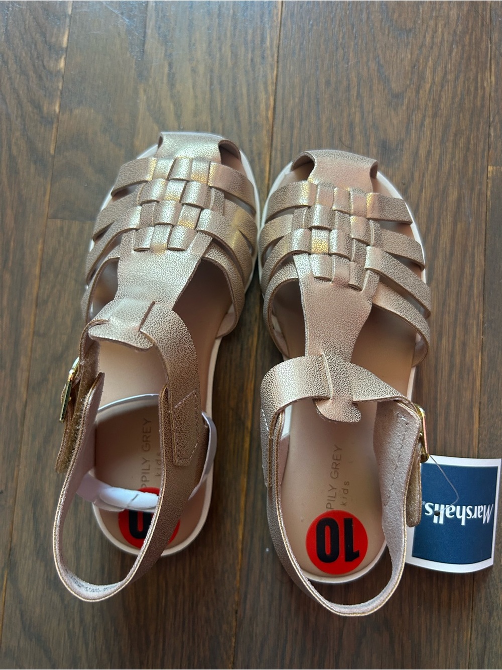 Kids Metallic Rose Gold Sandals - Size 10